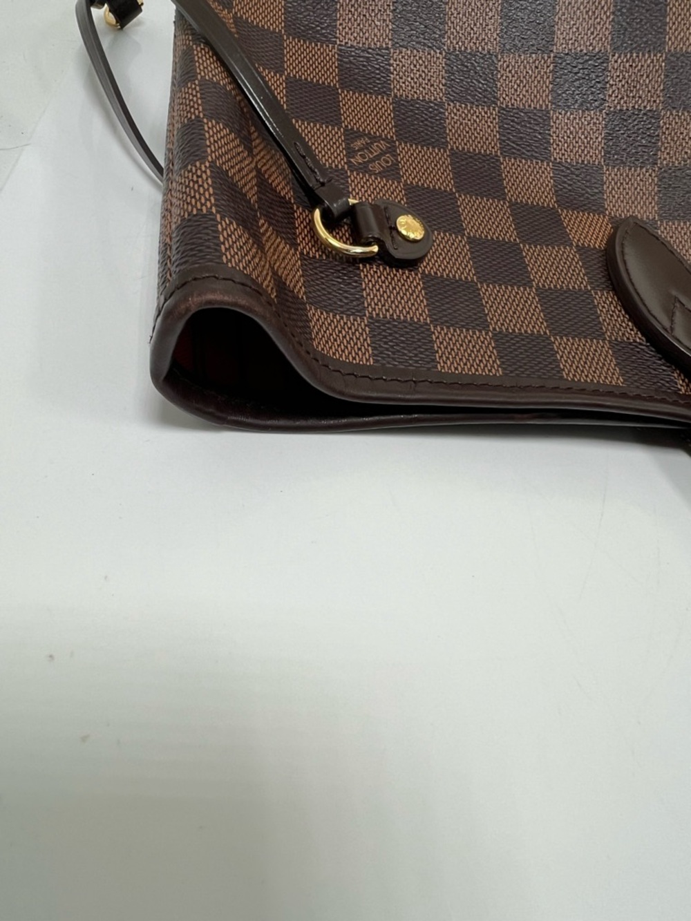 Louis Vuitton Neverfull MM Damier Ebene Tote w/ Pouch Red Interior + Pouch - Picture 12 of 15